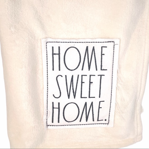 Rae Dunn Home Sweet Home Throw Blanket Cream 50x60 - Picture 2 of 4